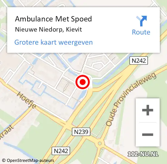 Locatie op kaart van de 112 melding: Ambulance Met Spoed Naar Nieuwe Niedorp, Kievit op 18 februari 2022 10:51