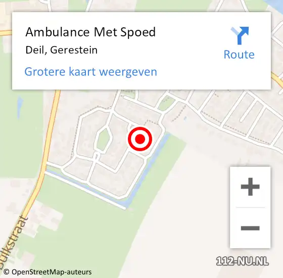 Locatie op kaart van de 112 melding: Ambulance Met Spoed Naar Deil, Gerestein op 18 februari 2022 10:52