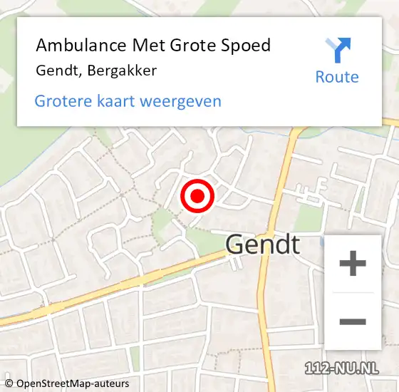 Locatie op kaart van de 112 melding: Ambulance Met Grote Spoed Naar Gendt, Bergakker op 18 februari 2022 11:04