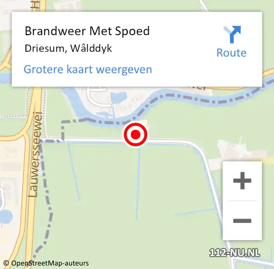 Locatie op kaart van de 112 melding: Brandweer Met Spoed Naar Driesum, Wâlddyk op 18 februari 2022 11:16