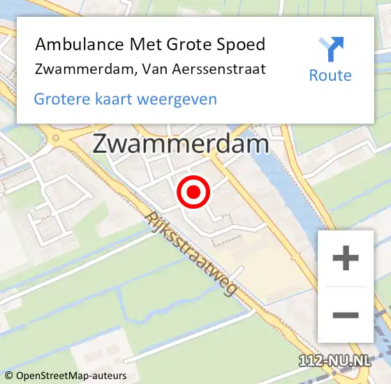 Locatie op kaart van de 112 melding: Ambulance Met Grote Spoed Naar Zwammerdam, Van Aerssenstraat op 18 februari 2022 11:17