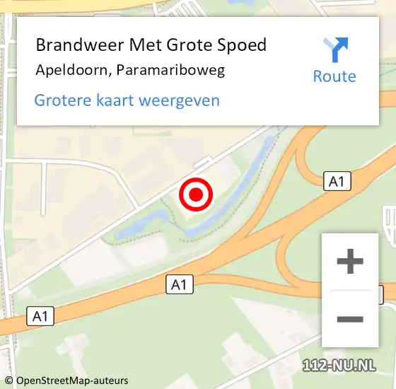 Locatie op kaart van de 112 melding: Brandweer Met Grote Spoed Naar Apeldoorn, Paramariboweg op 18 februari 2022 11:31