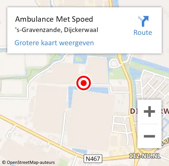 Locatie op kaart van de 112 melding: Ambulance Met Spoed Naar 's-Gravenzande, Dijckerwaal op 18 februari 2022 11:40