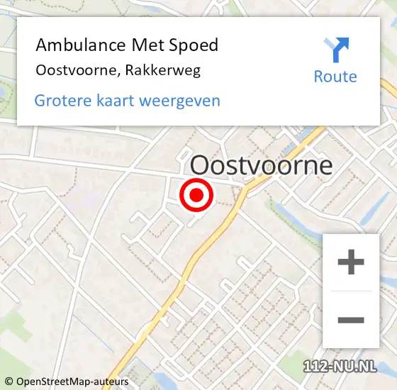 Locatie op kaart van de 112 melding: Ambulance Met Spoed Naar Oostvoorne, Rakkerweg op 18 februari 2022 11:44