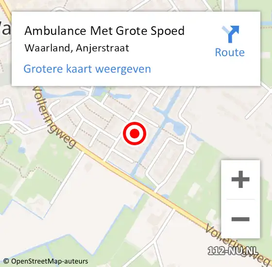 Locatie op kaart van de 112 melding: Ambulance Met Grote Spoed Naar Waarland, Anjerstraat op 18 februari 2022 11:55