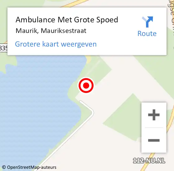 Locatie op kaart van de 112 melding: Ambulance Met Grote Spoed Naar Maurik, Mauriksestraat op 18 februari 2022 11:56