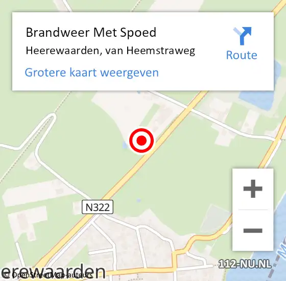 Locatie op kaart van de 112 melding: Brandweer Met Spoed Naar Heerewaarden, van Heemstraweg op 18 februari 2022 12:00