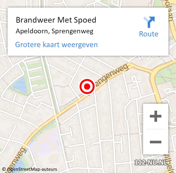 Locatie op kaart van de 112 melding: Brandweer Met Spoed Naar Apeldoorn, Sprengenweg op 18 februari 2022 12:09