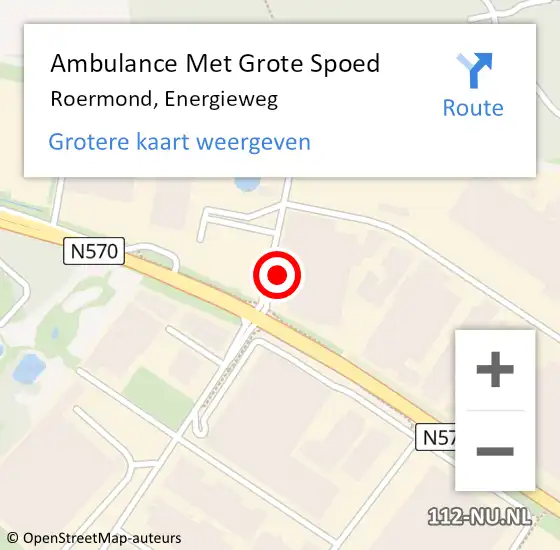 Locatie op kaart van de 112 melding: Ambulance Met Grote Spoed Naar Roermond, Energieweg op 18 februari 2022 12:13