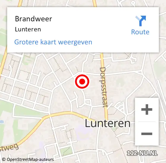 Locatie op kaart van de 112 melding: Brandweer Lunteren op 18 februari 2022 12:28