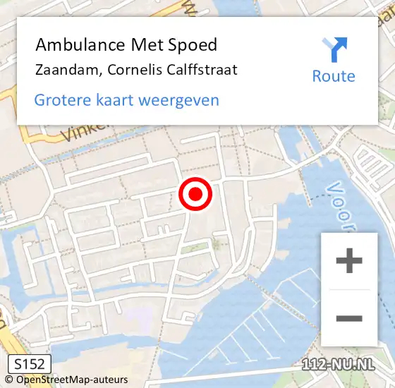 Locatie op kaart van de 112 melding: Ambulance Met Spoed Naar Zaandam, Cornelis Calffstraat op 18 februari 2022 12:46