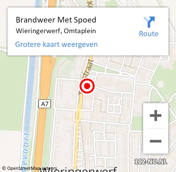 Locatie op kaart van de 112 melding: Brandweer Met Spoed Naar Wieringerwerf, Omtaplein op 18 februari 2022 12:52