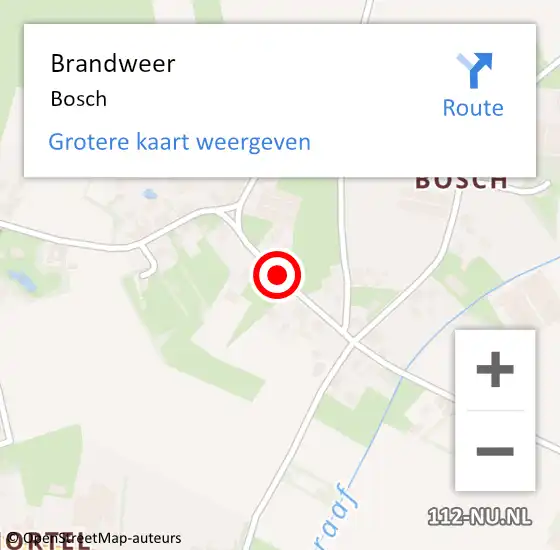 Locatie op kaart van de 112 melding: Brandweer Bosch op 18 februari 2022 12:52