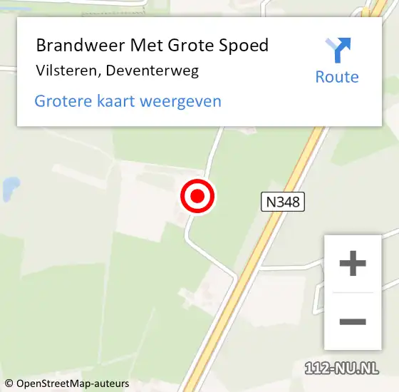 Locatie op kaart van de 112 melding: Brandweer Met Grote Spoed Naar Vilsteren, Deventerweg op 18 februari 2022 12:56