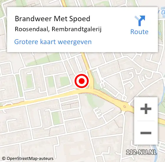 Locatie op kaart van de 112 melding: Brandweer Met Spoed Naar Roosendaal, Rembrandtgalerij op 18 februari 2022 13:01