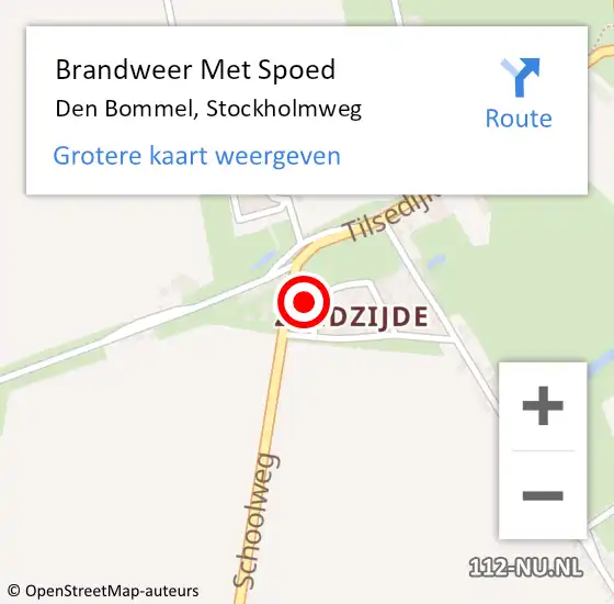 Locatie op kaart van de 112 melding: Brandweer Met Spoed Naar Den Bommel, Stockholmweg op 18 februari 2022 13:15