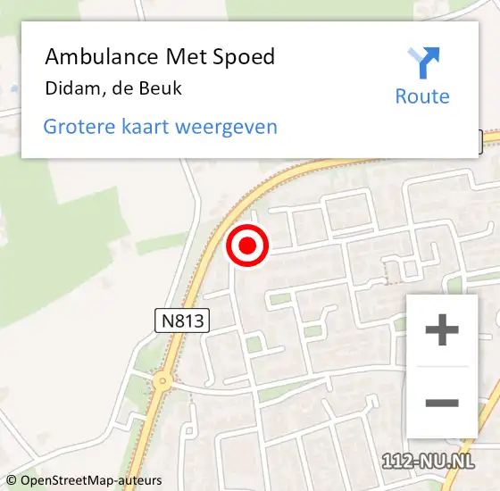 Locatie op kaart van de 112 melding: Ambulance Met Spoed Naar Didam, de Beuk op 18 februari 2022 13:20