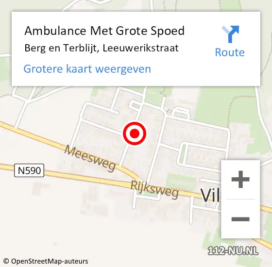 Locatie op kaart van de 112 melding: Ambulance Met Grote Spoed Naar Berg en Terblijt, Leeuwerikstraat op 8 juli 2014 16:43