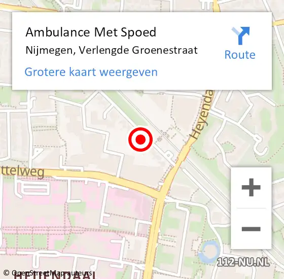 Locatie op kaart van de 112 melding: Ambulance Met Spoed Naar Nijmegen, Verlengde Groenestraat op 18 februari 2022 13:27