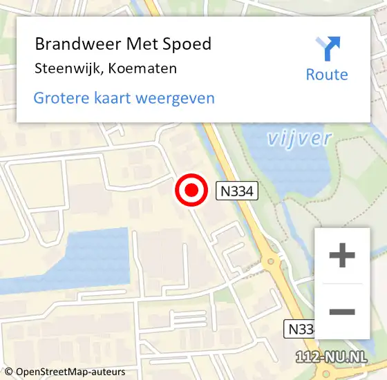 Locatie op kaart van de 112 melding: Brandweer Met Spoed Naar Steenwijk, Koematen op 18 februari 2022 13:36