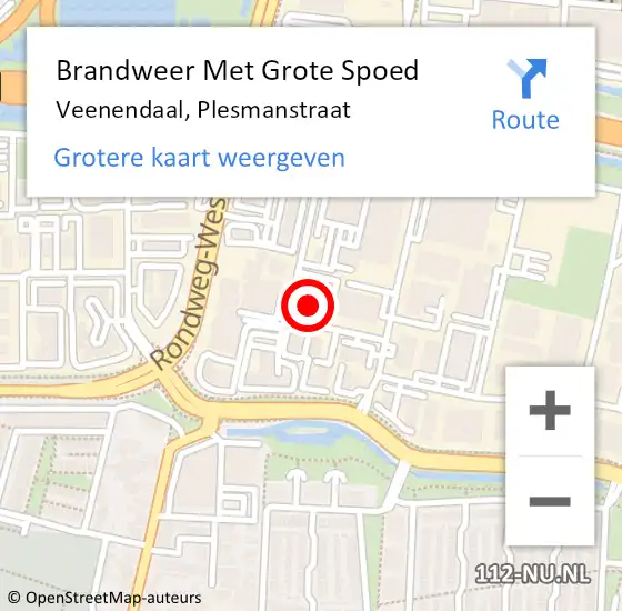 Locatie op kaart van de 112 melding: Brandweer Met Grote Spoed Naar Veenendaal, Plesmanstraat op 18 februari 2022 13:46