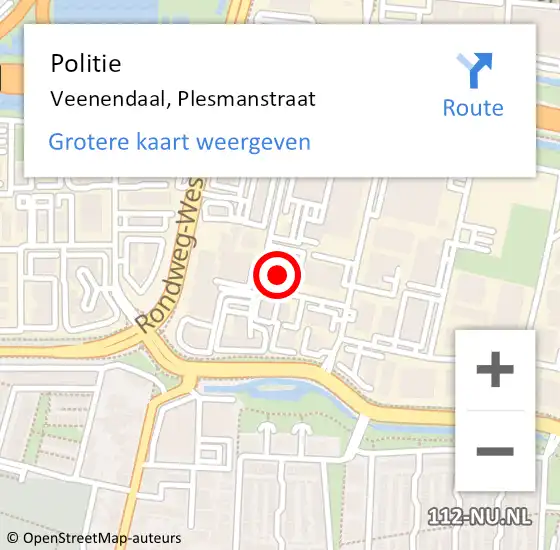 Locatie op kaart van de 112 melding: Politie Veenendaal, Plesmanstraat op 18 februari 2022 13:47