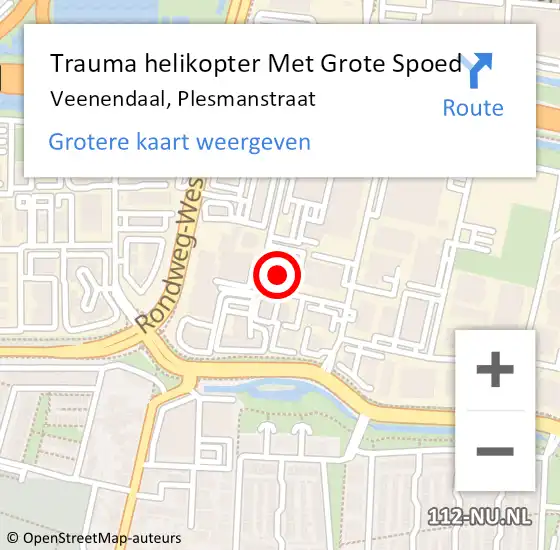 Locatie op kaart van de 112 melding: Trauma helikopter Met Grote Spoed Naar Veenendaal, Plesmanstraat op 18 februari 2022 13:47