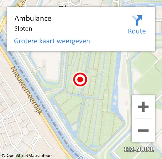 Locatie op kaart van de 112 melding: Ambulance Sloten op 8 juli 2014 16:44