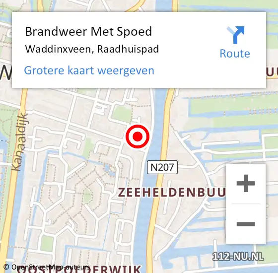 Locatie op kaart van de 112 melding: Brandweer Met Spoed Naar Waddinxveen, Raadhuispad op 18 februari 2022 13:53