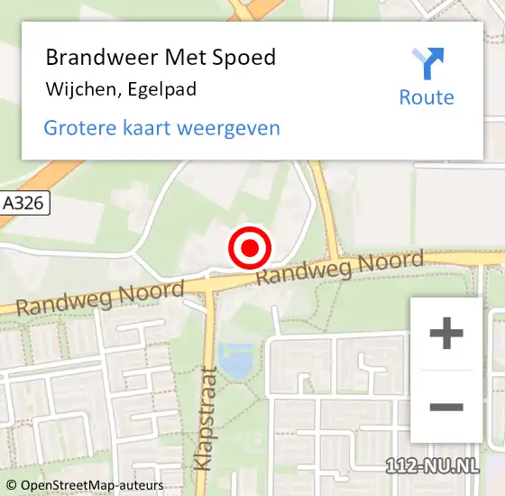 Locatie op kaart van de 112 melding: Brandweer Met Spoed Naar Wijchen, Egelpad op 18 februari 2022 13:55