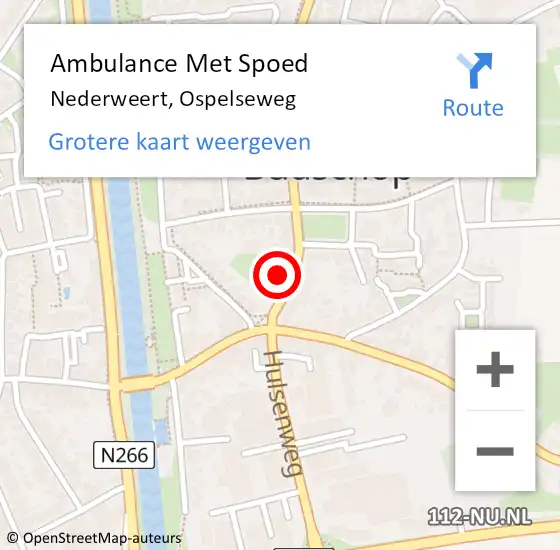 Locatie op kaart van de 112 melding: Ambulance Met Spoed Naar Nederweert, Ospelseweg op 18 februari 2022 13:55