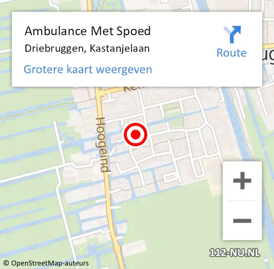 Locatie op kaart van de 112 melding: Ambulance Met Spoed Naar Driebruggen, Kastanjelaan op 18 februari 2022 14:03