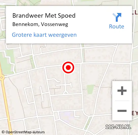 Locatie op kaart van de 112 melding: Brandweer Met Spoed Naar Bennekom, Vossenweg op 18 februari 2022 14:04