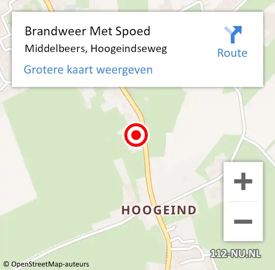 Locatie op kaart van de 112 melding: Brandweer Met Spoed Naar Oost- West- en Middelbeers, Hoogeindseweg op 18 februari 2022 14:06