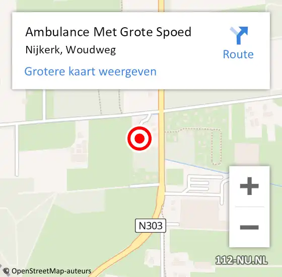 Locatie op kaart van de 112 melding: Ambulance Met Grote Spoed Naar Nijkerk, Woudweg op 18 februari 2022 14:22