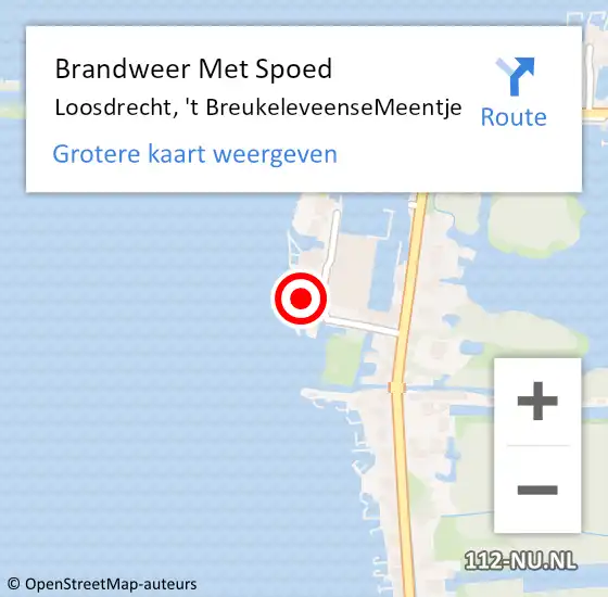 Locatie op kaart van de 112 melding: Brandweer Met Spoed Naar Loosdrecht, 't BreukeleveenseMeentje op 18 februari 2022 14:27