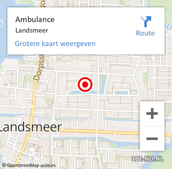 Locatie op kaart van de 112 melding: Ambulance Landsmeer op 18 februari 2022 14:30