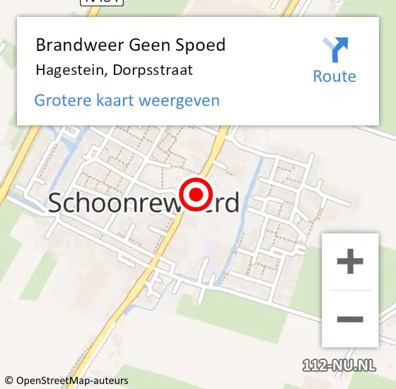 Locatie op kaart van de 112 melding: Brandweer Geen Spoed Naar Hagestein, Dorpsstraat op 18 februari 2022 14:31