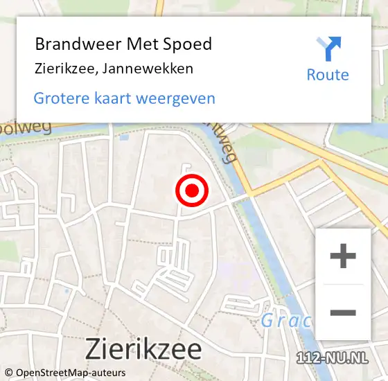 Locatie op kaart van de 112 melding: Brandweer Met Spoed Naar Zierikzee, Jannewekken op 18 februari 2022 14:32