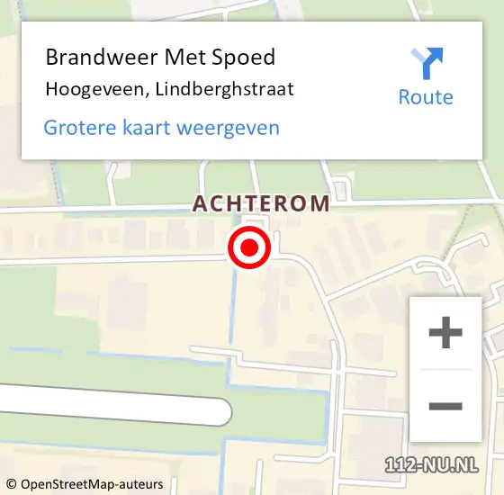 Locatie op kaart van de 112 melding: Brandweer Met Spoed Naar Hoogeveen, Lindberghstraat op 18 februari 2022 14:33