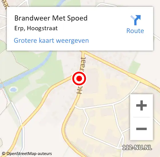 Locatie op kaart van de 112 melding: Brandweer Met Spoed Naar Erp, Hoogstraat op 18 februari 2022 14:40