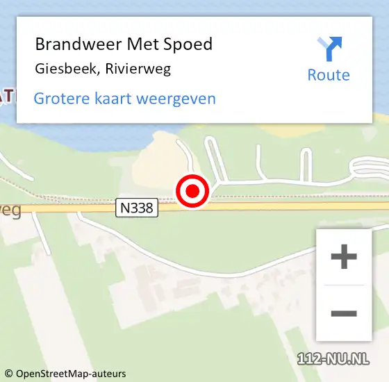 Locatie op kaart van de 112 melding: Brandweer Met Spoed Naar Giesbeek, Rivierweg op 18 februari 2022 14:41