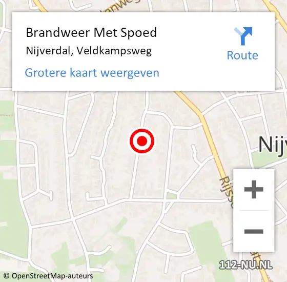 Locatie op kaart van de 112 melding: Brandweer Met Spoed Naar Nijverdal, Veldkampsweg op 18 februari 2022 14:45