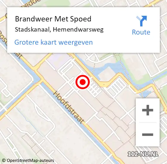 Locatie op kaart van de 112 melding: Brandweer Met Spoed Naar Stadskanaal, Hemendwarsweg op 18 februari 2022 14:47