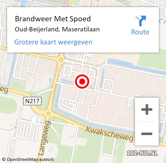 Locatie op kaart van de 112 melding: Brandweer Met Spoed Naar Oud-Beijerland, Maseratilaan op 18 februari 2022 14:52