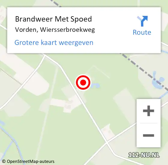 Locatie op kaart van de 112 melding: Brandweer Met Spoed Naar Vorden, Wiersserbroekweg op 18 februari 2022 14:53