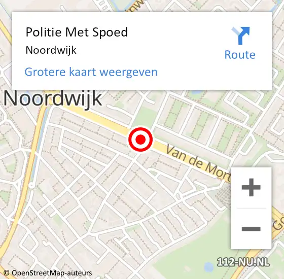 Locatie op kaart van de 112 melding: Politie Met Spoed Naar Noordwijk op 18 februari 2022 14:54