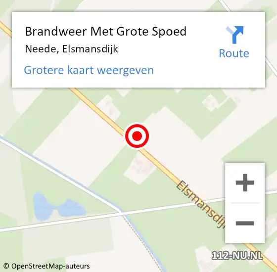 Locatie op kaart van de 112 melding: Brandweer Met Grote Spoed Naar Neede, Elsmansdijk op 18 februari 2022 14:58