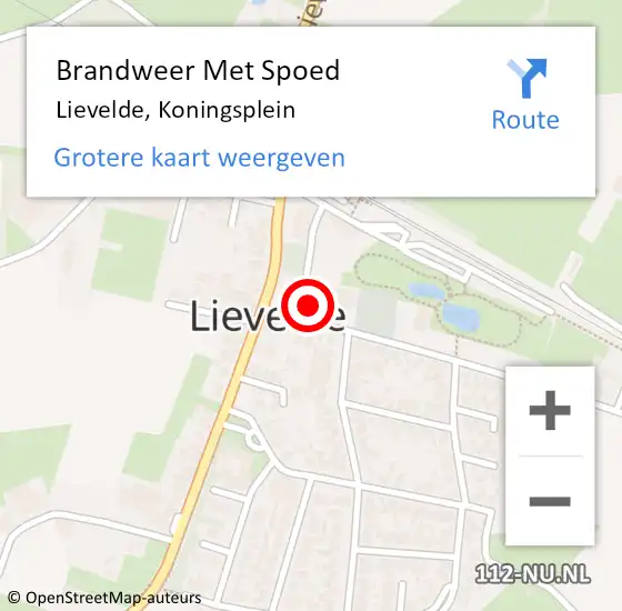 Locatie op kaart van de 112 melding: Brandweer Met Spoed Naar Lievelde, Koningsplein op 18 februari 2022 15:00