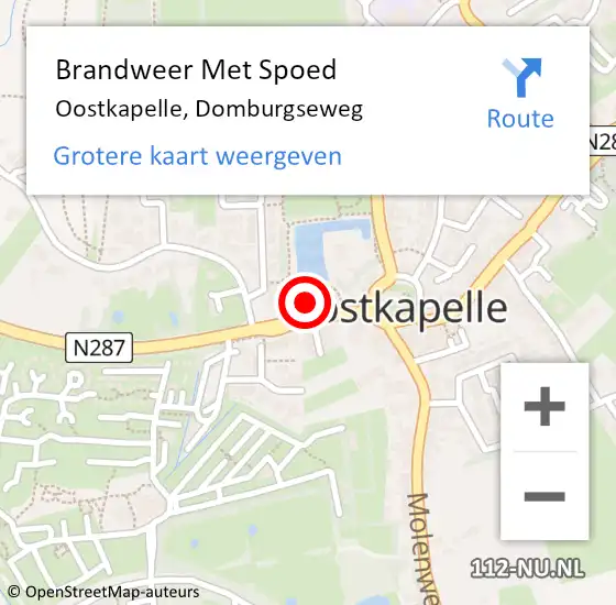 Locatie op kaart van de 112 melding: Brandweer Met Spoed Naar Oostkapelle, Domburgseweg op 18 februari 2022 15:02